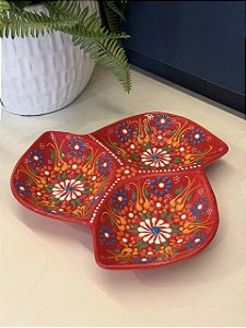 Petisqueira - Cerâmica - Turquia - Vermelho e Colorido