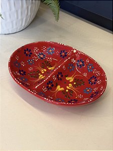 Petisqueira - Cerâmica - Turquia - Vermelho e Colorido