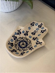 Petisqueira - Cerâmica - Turquia - Olho Grego - Azul Claro, Azul Escuro e Branco