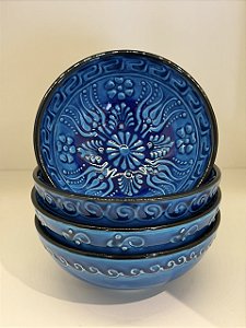 Bowl - Cerâmica - Turquia - Relevo - Tamanho Médio - Azul