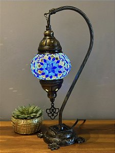 Luminária Turca - Pequeno - Mosaico - Azul e Colorido