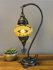Luminária Turca - Pequeno - Mosaico - Amarelo e Marrom