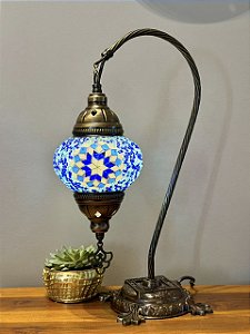 Luminária Turca Pendente - Médio - Mosaico - Azul