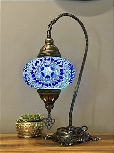 Luminária Turca Pendente - Grande - Mosaico - Azul