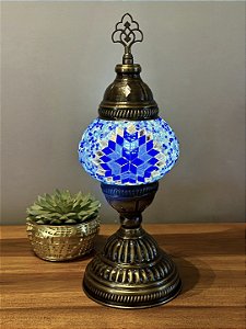Luminária Turca Reto - Pequeno - Mosaico - Azul