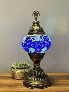 Luminária Turca Reto - Médio - Mosaico - Azul