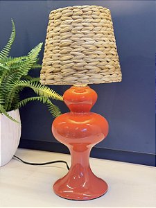 Abajur - Cerâmica - Terracota com Cúpula de Palha
