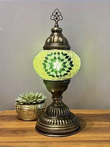 Luminária Turca Reto - Médio - Mosaico - Verde