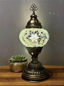 Luminária Turca Reto - Médio - Mosaico - Branco