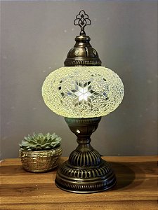 Luminária Turca Reto - Grande - Mosaico - Branco