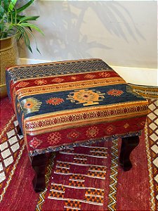 Banqueta Jacquard Turquia - Azul e Vermelho