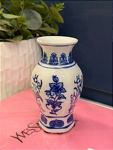 Vaso Decorativo - Azul e Branco - Ceramica 13CM
