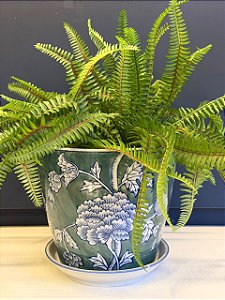 Cachepot em Cerâmica - Verde e Azul - 20CM
