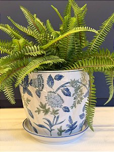 Cachepot em Cerâmica - Azul e Verde - 20CM