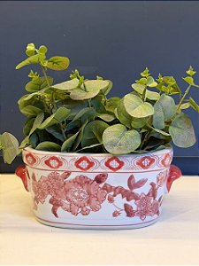 Cachepot em Cerâmica - Vermelho e Branco