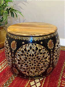Mesa - Metal Martelado - Seat Garden - Preto e Dourado