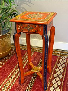 Mesa Gaveteiro - Madeira - Pintado à mão - Laranja e Colorido
