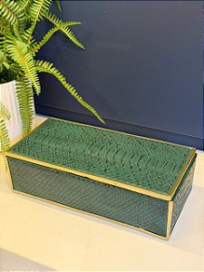 Caixa Decorativa - Resina - Verde e Dourado