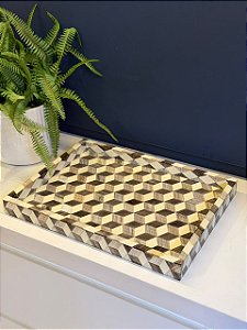 Bandeja - Osso - Marrom e Off White - 40CM