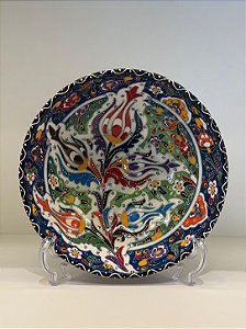 Saladeira - Cerâmica - Turquia - Pintura Relevo - Tamanho Pequeno - Azul e Colorido