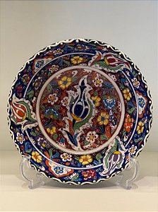 Saladeira - Cerâmica - Turquia - Pintura Relevo - Tamanho Pequeno - Azul e Colorido