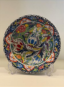 Saladeira - Cerâmica - Turquia - Pintura Relevo - Tamanho Pequeno - Azul e Colorido