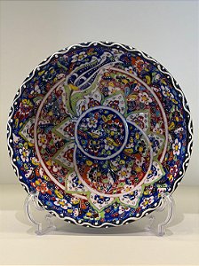 Saladeira - Cerâmica - Turquia - Pintura Relevo - Tamanho Pequeno - Azul e Colorido