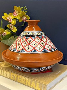 Panela Tagine Marroquina G - Cuscuzeira - Ceramica - Vermelho