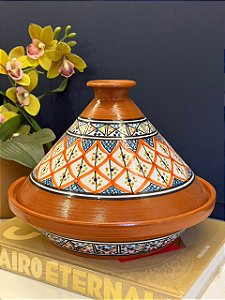 Panela Tagine Marroquina G - Cuscuzeira - Ceramica - Laranja