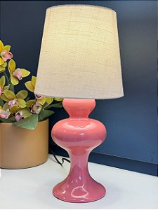 Abajur - Cerâmica - Rosa com Cúpula