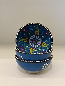 Bowl - Cerâmica - Turquia - Tamanho Pequeno - Pintura Relevo - Azul