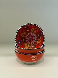 Bowl - Cerâmica - Turquia - Tamanho Pequeno - Pintura Relevo - Laranja
