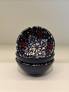 Bowl - Cerâmica - Turquia - Tamanho Pequeno - Pintura Relevo - Azul Escuro