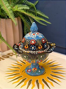 Doceira Turca - Cerâmica Pintado à Mão - Azul e Preto