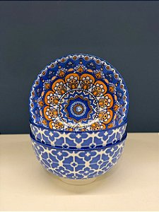 Bowl - Cerâmica - Laranja e Azul - Tamanho Médio