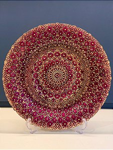 Centro de Mesa em Vitral - Bordô e Dourado - Grande