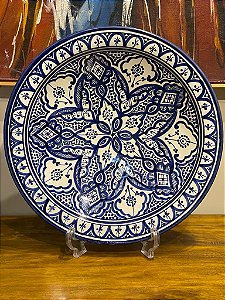Prato Marroquino - Centro de Mesa 40CM - Cerâmica - Azul