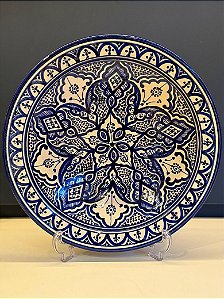 Prato Marroquino - Centro de Mesa 40CM - Cerâmica - Azul