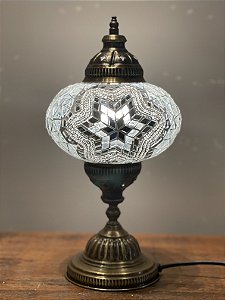 Luminária Turca Mosaico G Branco Estrela