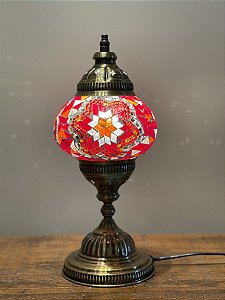 Luminária Turca - Mosaico - Tamanho M - Vermelho