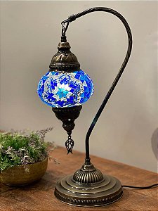 Luminária Turca - Abajur - Pendente M - Azul - Estrela