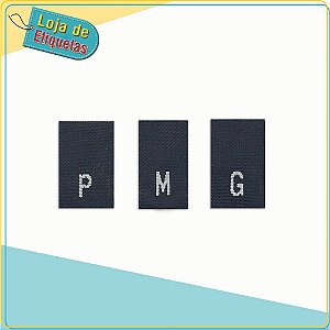 Kit de Etiquetas Bordadas Manequim P, M e G fundo preto(100pçs de cada)