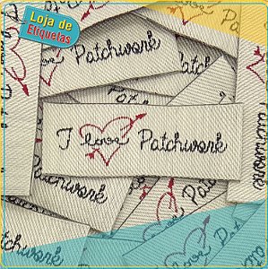 Etiqueta Bordada "I Love Patchwork" (100 peças)