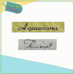 Etiqueta bordada Palito - Lurex (Fio Brilhante) Tafetá