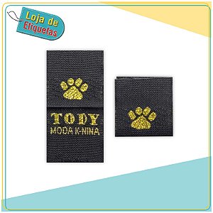 Etiqueta bordada Bandeirinha - Lurex (Fio Brilhante) Tafetá