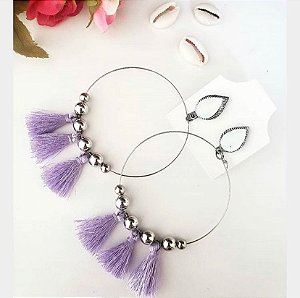 ARGOLA POMPOM ROXO