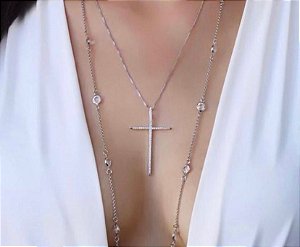Crucifixo Cristal Prata