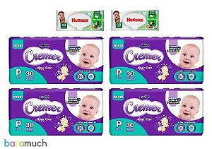 120 fraldas P Cremer Magic Care + 2 Pacotes de lenços.