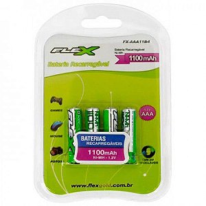 PILHA RECARREGÁVEL FLEX 1100 AMPERES  AAA PALITO