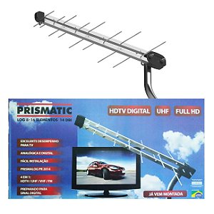 ANTENA TV DIGITAL HDTV EXTERNA  ESPINHA DE PEIXE PRISMATIC 34 ELEMENTOS LOG 17 25 DBI